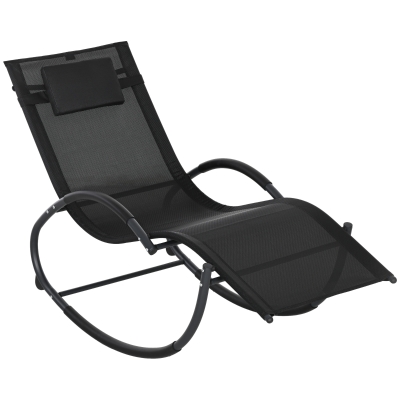 Outsunny Espreguiçadeira Baloiço de Jardim com Apoio para os Braços Almofada para a Cabeça Removível 155x61x88 cm Preto
