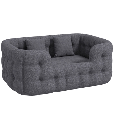 PawHut Cama para Cães Médios Cama para Animais de Estimação com 2 Almofadas Cama para Cães com Base Antiderrapante 90x60x35 cm Cinza