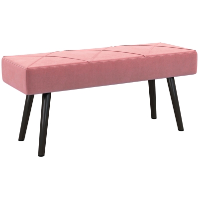 HOMCOM Banco de Pé de Cama Multifuncional e Moderno Banco de Dormitório com Pés de Aço e Assento Acolchoado 100x36x45 cm Rosa