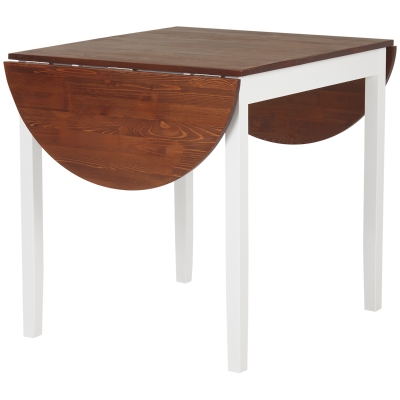 HOMCOM Mesa de Cozinha Dobrável de Madeira com Laterais Dobráveis para 4-6 Pessoas Carga 50 kg 140x70x75 cm Branco e Madeira