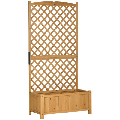 Outsunny Floreira de Jardim com Treliça Caixa de Plantio com Suporte para Plantas Trepadeiras 90x45x180cm Madeira