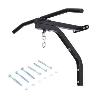 HOMCOM Barra de Elevação para Parede 2 em 1 Suporte para Saco de Boxe para Treinamento Carga Máx. 130Kg 93x47x51 cm Preto