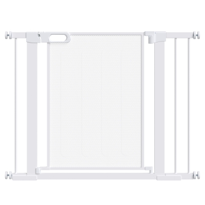PawHut Barreira de Segurança para Cães Extensível 75-103 cm com 2 Extensões Duplo Bloqueio Fechamento Automático Branco