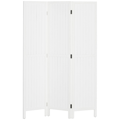 HOMCOM Biombo 3 Painéis Separador de Ambientes Dobrável 120x1,8x170 cm Painel de Privacidade Estilo Rústico Branco
