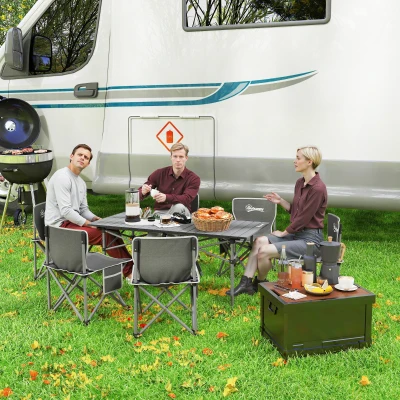 Outsunny Ensemble Camping 7 Pièces Table 120x55x50cm + 6 Chaises