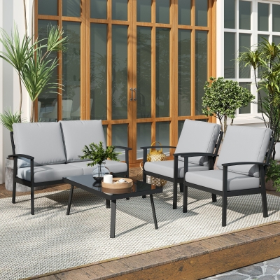 Set de Mobilier de Grădină din 4 Piese, 127x74x80 cm, Gri Cărbune
