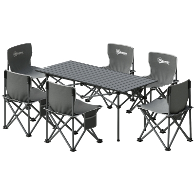 Outsunny Ensemble Camping 7 Pièces Table 120x55x50cm + 6 Chaises