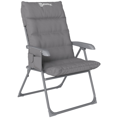 Outsunny Chaise Camping Pliante Rembourrée Dossier Réglable Gris