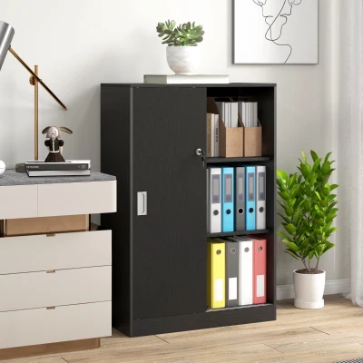 Dulap de Birou cu 3 Rafturi, 80x40x120 cm, Negru