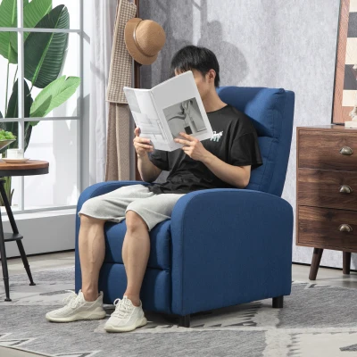 HOMCOM Poltrona Relax Reclinável até 155° Poltrona Reclinável Manual para Pessoas com Altura Inferior 195 cm 67x87x98 cm Azul Escuro