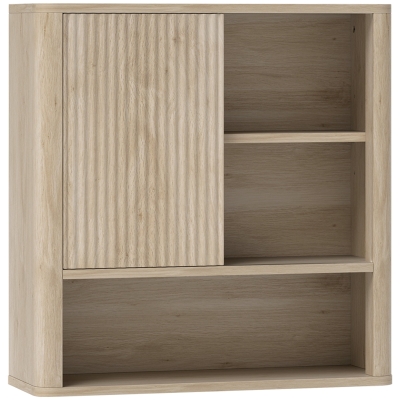 HOMCOM Armoire Murale Salle de Bain Bois Naturel Étagères Réglables