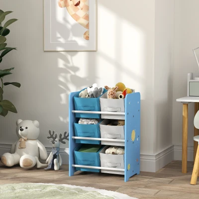 AIYAPLAY Estante para Brinquedos com 6 Caixas de Tecido não Tecido Amovíveis Organizador de Brinquedos para 43x30x60 cm Azul