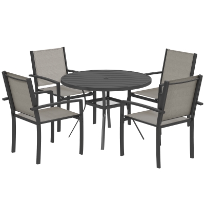 Outsunny 5 Piece Garden Dining Set Steel Dark Grey