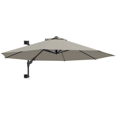 Outsunny Wall-Mounted Parasol with Handle Light Grey 3m