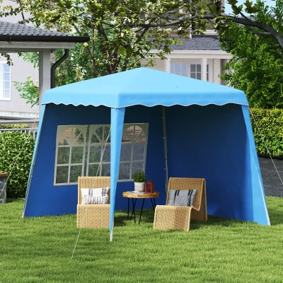 Outsunny Tenda Dobrável com 2 Paredes Laterais Altura Ajustável Proteção UV50+ e Bolsa de Transporte 240x240x250 cm Azul