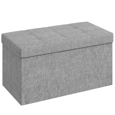 HOMCOM Banc Rangement Pliable Gris Clair 76x38x38 cm