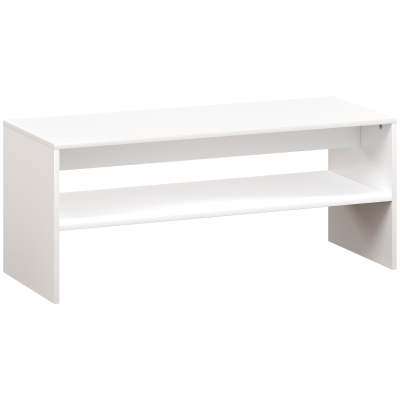 HOMCOM Mesa de Centro Mesa Auxiliar con Compartimento Abierto Mesa de Café 100x40x41,5 cm Blanco Brillante