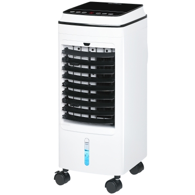 HOMCOM Ventilator, Luftkühler, Klimaanlage, 3 Modi, Fernbedienung, Timer, rollbar, Weiß