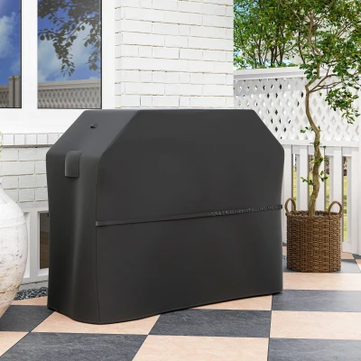 Outsunny Grillabdeckung BBQ Abdeckung Abdeckhaube mit Klettverschlüssen Schwarz, 147 x 61 x 122cm