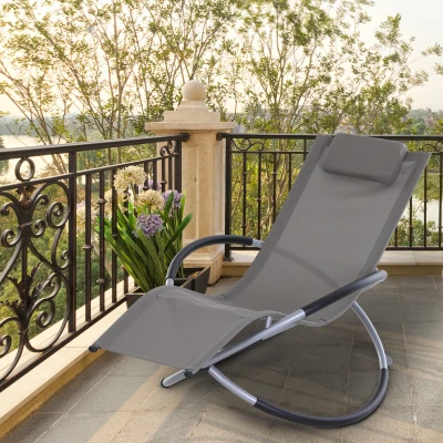 Outsunny Espreguiçadeira de Jardim com Apoio para a Cabeça Amovível Espreguiçadeira Ergonómica para Pátio Piscina Ar Livre 154x80x84 cm Cinza