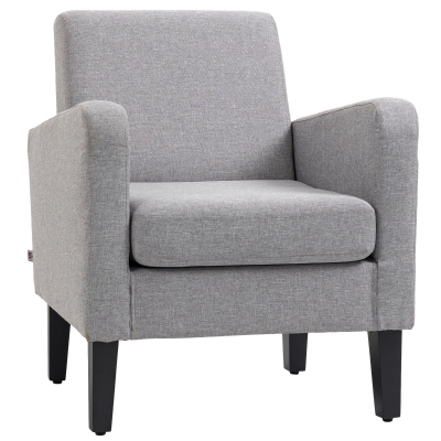 HOMCOM Boxy Armchair Linen-Look Light Grey