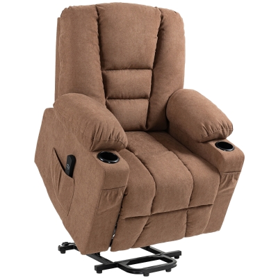HOMCOM Oversized Recliner Lift Chair Fabric Brown