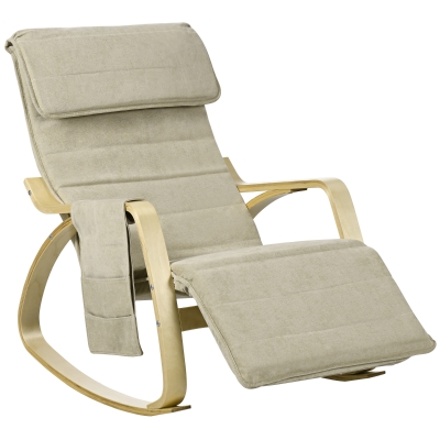 HOMCOM Rocking Lounge Chair with Footrest Khaki