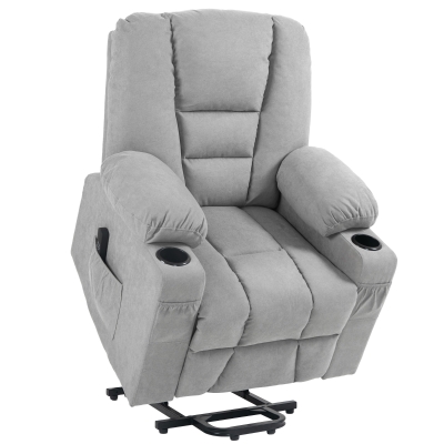 HOMCOM Oversized Recliner Lift Chair Fabric Light Grey