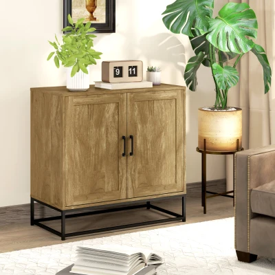 HOMCOM Credenza da Soggiorno con Ripiano Regolabile Legno Naturale