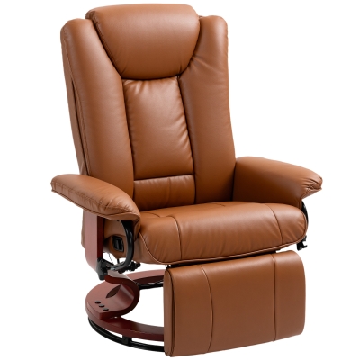 HOMCOM Recliner Chair Steel Frame Brown with Footrest