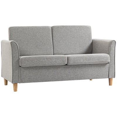 HOMCOM Modern 2-Seater Loveseat Sofa Light Grey