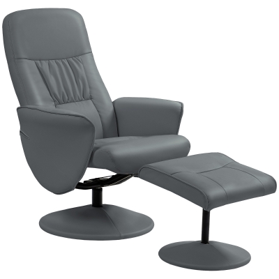 HOMCOM Swivel Recliner Chair with Ottoman High Back Grey
