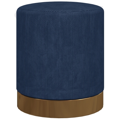 HOMCOM Corduroy Footstool Soft Padded Dark Blue