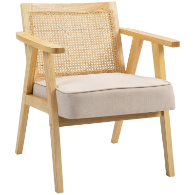 HOMCOM Rattan Weave Accent Chair Natural Finish
