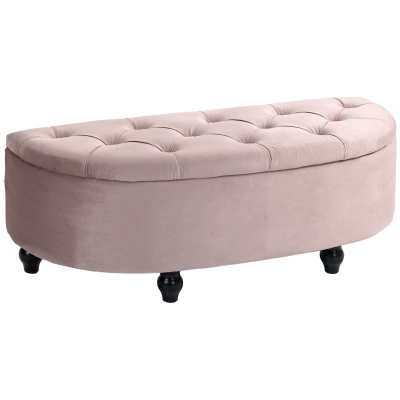 HOMCOM Tufted Bed End Bench Ottoman Storage Pink