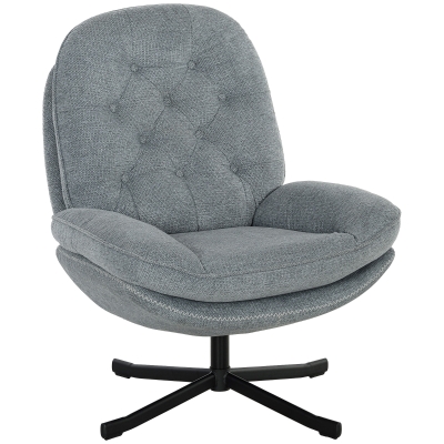 HOMCOM Swivel Armchair Wide Padded Seat Grey