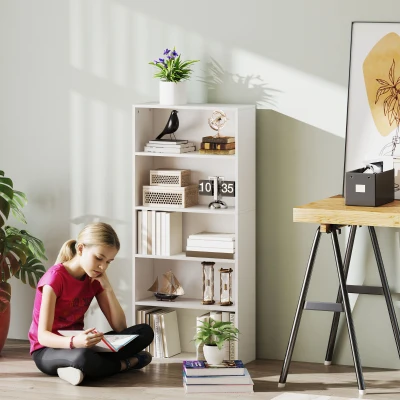 HOMCOM Mobile Libreria a 5 Ripiani in Legno Bianco