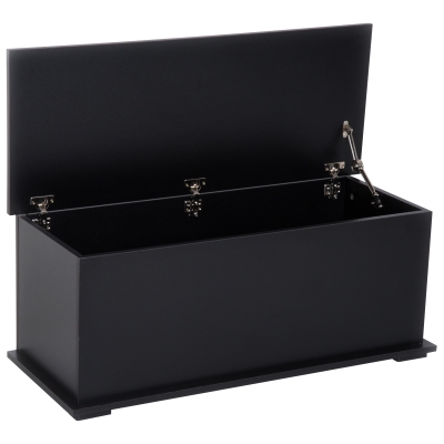 HOMCOM Coffre Rangement Bois 100x40x40cm Noir Verrouillé