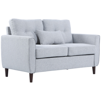 HOMCOM 2-Seater Sofa Fabric Tufted Design Light Grey