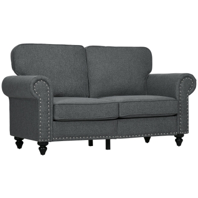 HOMCOM Mid-Century Sofa Pocket Springs 2-Seater Charcoal Grey