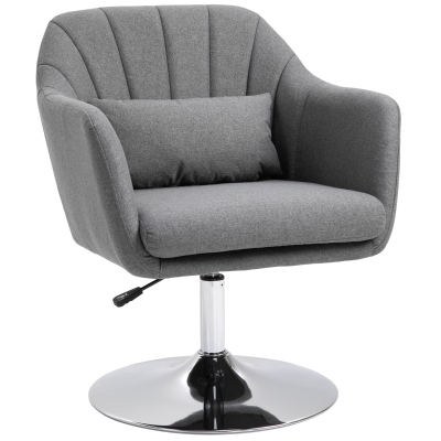HOMCOM Swivel Accent Chair Dark Grey with Lumbar Support