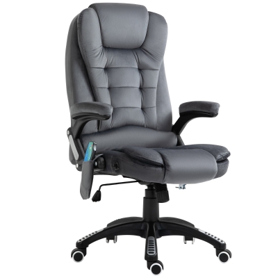 Vinsetto Heated Massage Recliner Chair Grey Velvet 360° Swivel