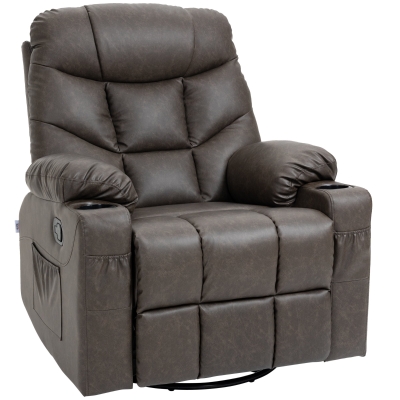HOMCOM Reclining Chair Faux Leather Brown 86x93cm