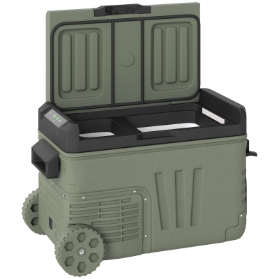 Outsunny Portable Camping Fridge Freezer 33L with Wheels