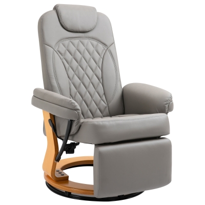 HOMCOM PU Recliner Chair with Footrest, Grey