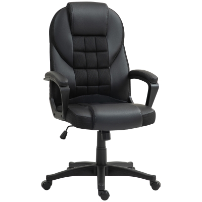 HOMCOM Faux Leather Office Chair with Armrests - Black