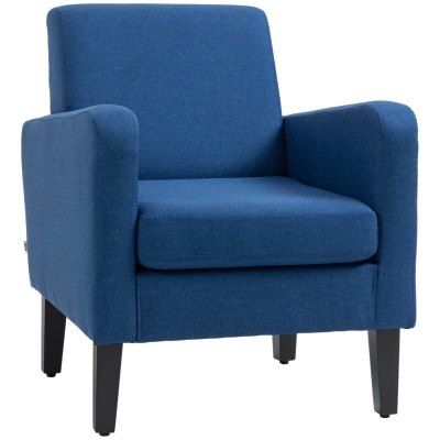 HOMCOM Boxy Armchair Linen-Look Blue