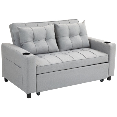 2 Seater Sofa Bed 157W x 90D x 91Hcm Light Grey