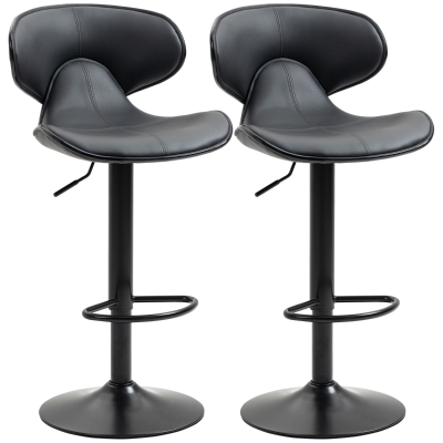 HOMCOM Adjustable Swivel Bar Stools Set of 2 Steel Grey