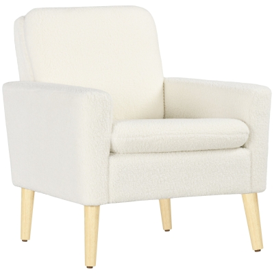 HOMCOM Upholstered Accent Armchair Cream White